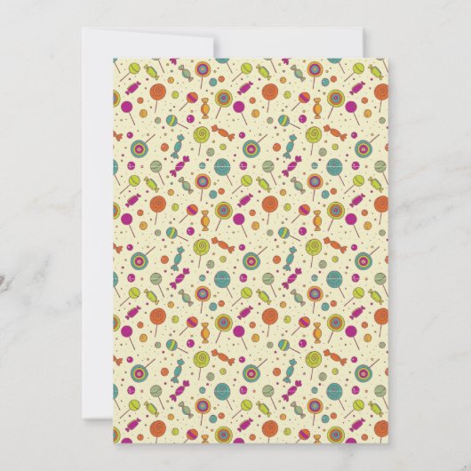 Niedlich Candy Thema Erster Geburtstag Einladung (Rückseite)