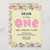 Niedlich Candy Thema Erster Geburtstag Einladung (Vorne/Hinten)