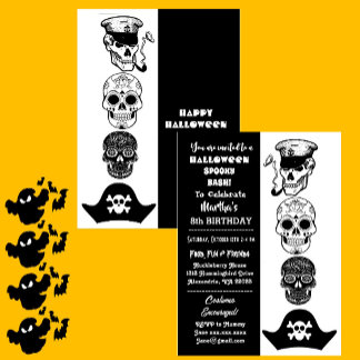 Niedlich Captain Pirate Spooky Halloween Bash Gebu Einladung