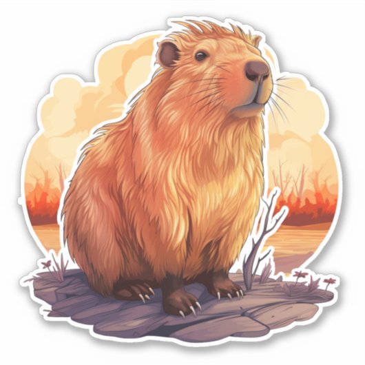 Niedlich Capybara Aufkleber (Vorderseite)