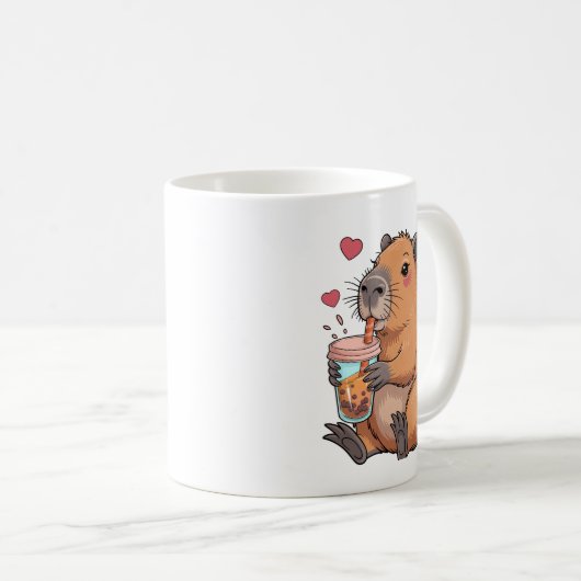 Niedlich Capybara Boba Tea Blase Kaffeetasse (VorderseiteRechts)