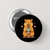 Niedlich Capybara Boba Tea Blubble Rodent Women Te Button (Vorne & Hinten)