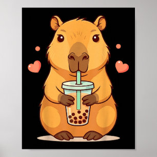 Niedlich Capybara Boba Tea Blubble Rodent Women Te Poster