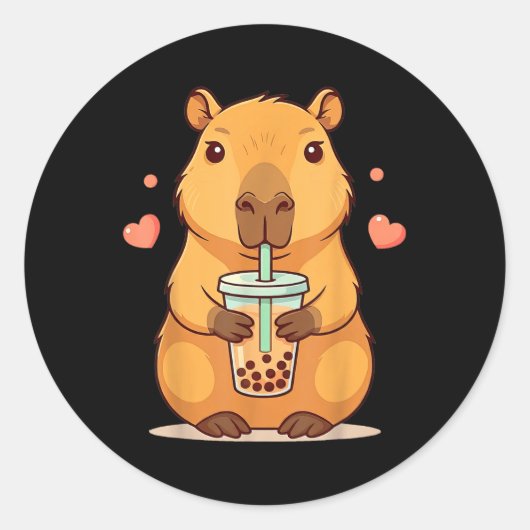 Niedlich Capybara Boba Tea Blubble Rodent Women Te Runder Aufkleber (Vorderseite)