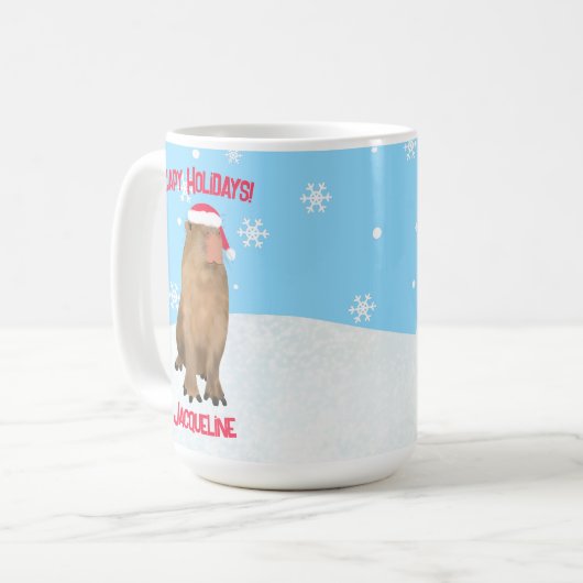 Niedlich Capybara Capy Holidays Weihnachten Kaffeetasse (Vorderseite Links)