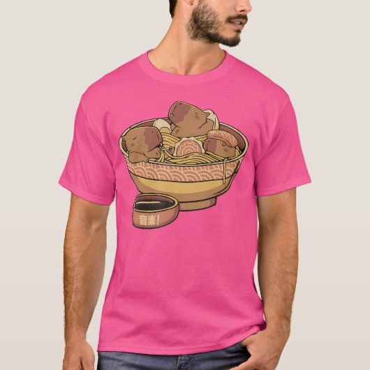 Niedlich Capybara Eating Ramen Funny Animal Anime T-Shirt (Vorderseite)