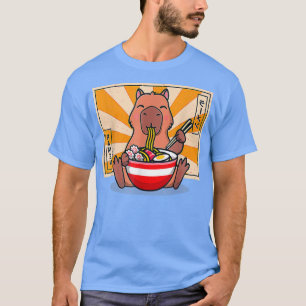 Niedlich Capybara Eating Ramen Funny Animal Anime T-Shirt