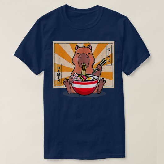 Niedlich Capybara Eating Ramen Funny Anime Manga T-Shirt (Design vorne)
