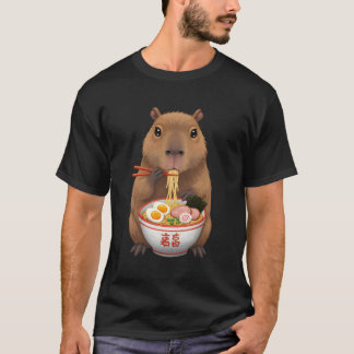 Niedlich Capybara Eating Ramen Noodles T - Shirt