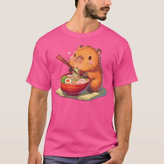 Niedlich Capybara Eats Ramen Noodles Capybara Rame T-Shirt (Vorderseite)
