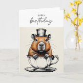 Niedlich Capybara Funny Birthday Card Karte (Gelbe Blume)