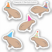 Niedlich Capybara Geburtstag handIllustriertes Zoo Aufkleber (Vorderseite)