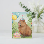 Niedlich Capybara Happy Birthday Postcard Postkarte (Stehend Vorderseite)