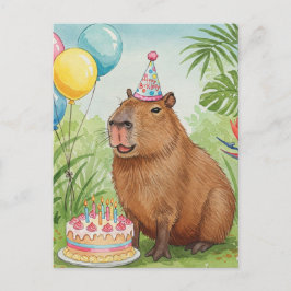 Niedlich Capybara Happy Birthday Postcard Postkarte