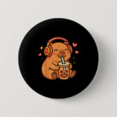 Niedlich Capybara Kawaii Anime Drinking Bubble Tee Button (Vorderseite)