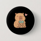 Niedlich Capybara Kawaii Anime Drinking Bubble Tee Button (Vorderseite)