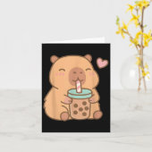 Niedlich Capybara Kawaii Anime Drinking Bubble Tee Karte (Gelbe Blume)