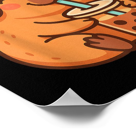 Niedlich Capybara Kawaii Anime Drinking Bubble Tee Poster (Ecke)