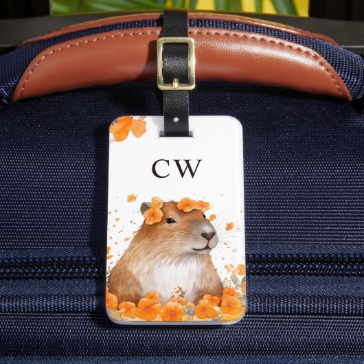 Niedlich Capybara Lover Personalisiert Monogramm Gepäckanhänger (Vorderseite Insitu 2)