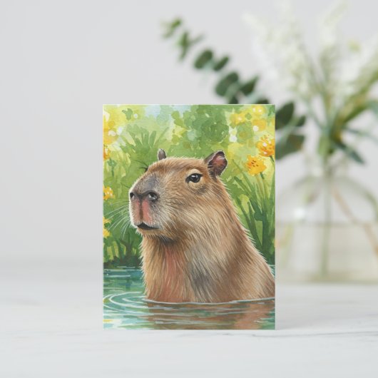 Niedlich Capybara Nature Water River Postkarte (Stehend Vorderseite)