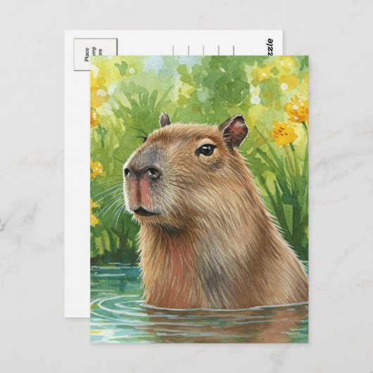 Niedlich Capybara Nature Water River Postkarte (Vorne/Hinten)