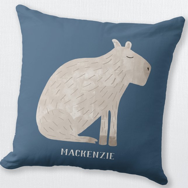 Niedlich Capybara Personalisiert Kissen (Cute Capybara personalized custom name throw pillow)
