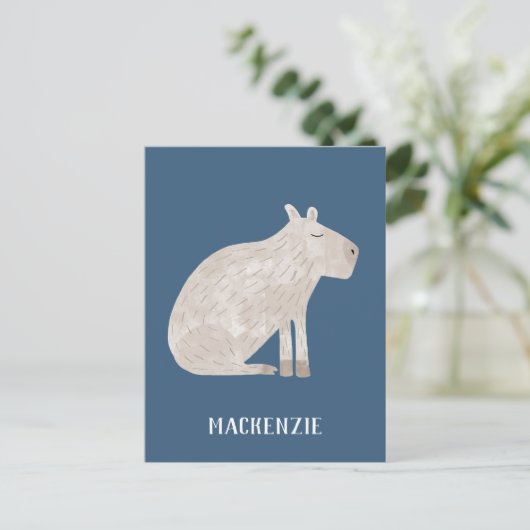 Niedlich Capybara Personalisiert Postkarte (Stehend Vorderseite)