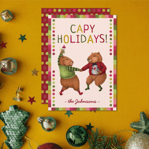 Niedlich Capybara Pun Caplidays Weihnachtskarten Feiertagskarte