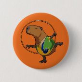 Niedlich Capybara Rhythmus Gymnastik Hoop Cartoon Button (Vorderseite)
