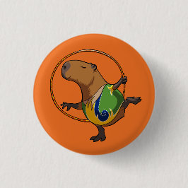 Niedlich Capybara Rhythmus Gymnastik Hoop Cartoon Button