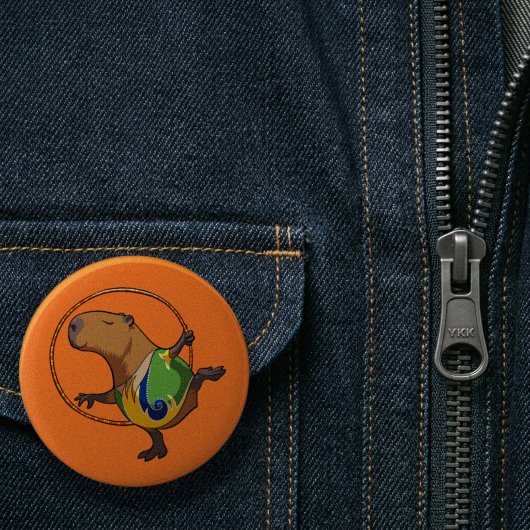 Niedlich Capybara Rhythmus Gymnastik Hoop Cartoon Button