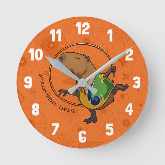 Niedlich Capybara Rhythmus Gymnastik Hoop Cartoon Runde Wanduhr (Vorderseite)