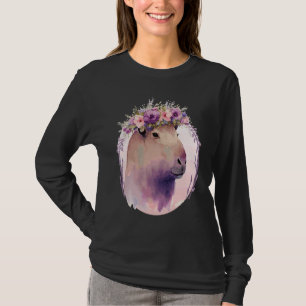 Niedlich Capybara Rodent Blume Crown Floral Waterc T-Shirt