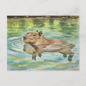 Niedlich Capybara Schwimmen Postkarte (Vorderseite)