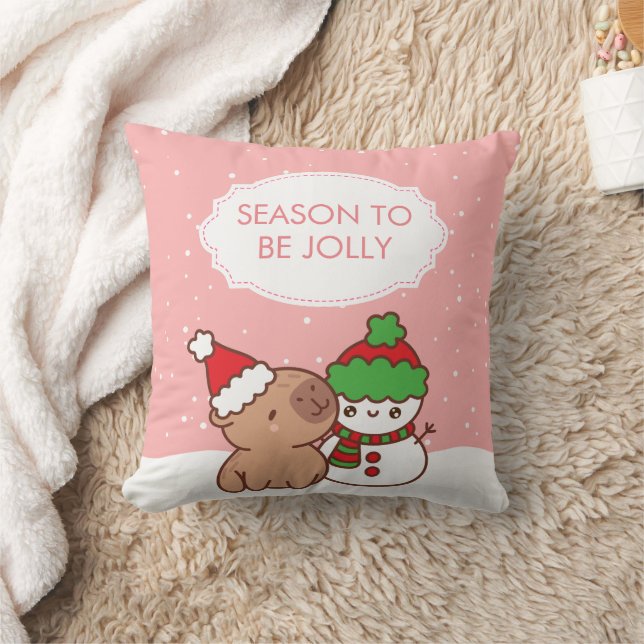 Niedlich Capybara & Snowman Kissen (Decke)