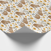 Niedlich Capybara Sonnenblume Geschenkpapier (Ecke)