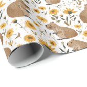 Niedlich Capybara Sonnenblume Geschenkpapier (Rolleneckpunkt)