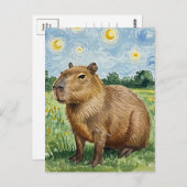Niedlich Capybara Starry Night van Gogh Postkarte (Vorne/Hinten)