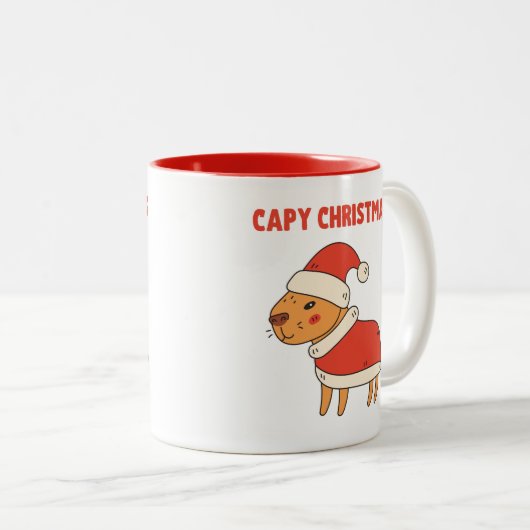 Niedlich Capybara Weihnachten Zweifarbige Tasse (VorderseiteRechts)