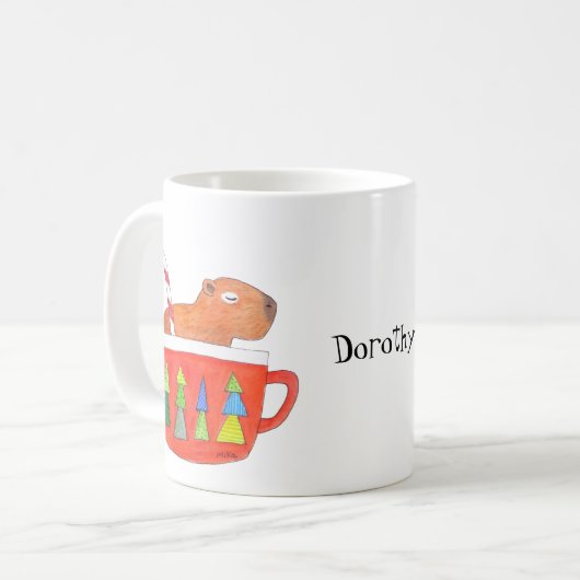 Niedlich Capybara Weihnachtsfeiertag Individuelle Kaffeetasse (Vorderseite Links)