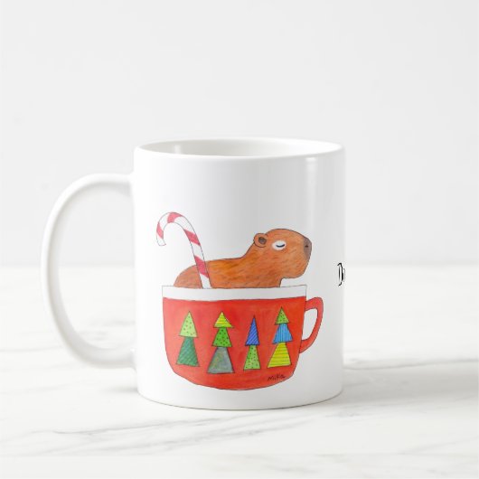 Niedlich Capybara Weihnachtsfeiertag Individuelle Kaffeetasse (Links)