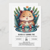 Niedlich Capybara Wonderland Einladung zum Geburts (Vorne/Hinten)