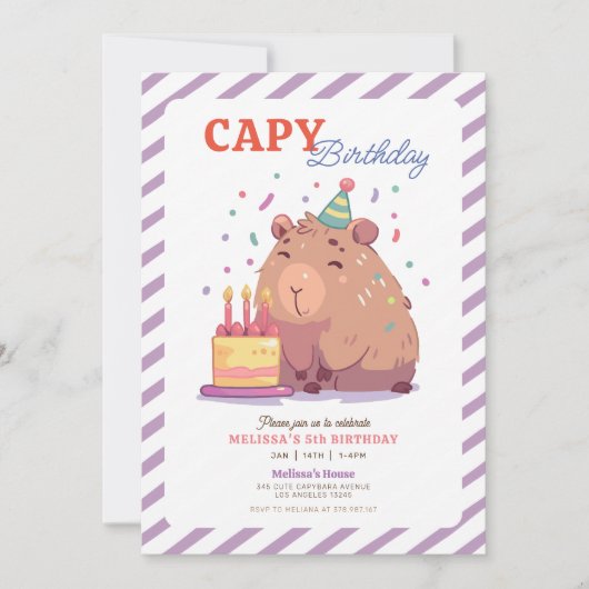 Niedlich Capybara zum Geburtstag Einladung (Vorderseite)