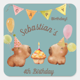 Niedlich Capy's Party Palooza Quadratischer Aufkleber