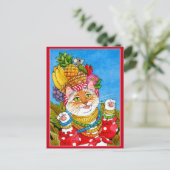 Niedlich Carmen Miranda Cat Fantasy Postcard Postkarte (Stehend Vorderseite)