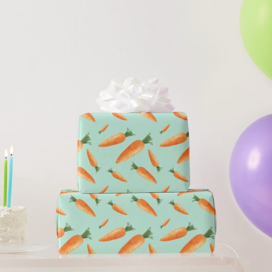 Niedlich Carrot Liebe Muster Pastell Green Geschenkpapier (Partygeschenke)