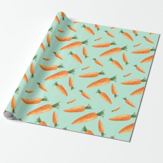 Niedlich Carrot Liebe Muster Pastell Green Geschenkpapier (Ungerollt)