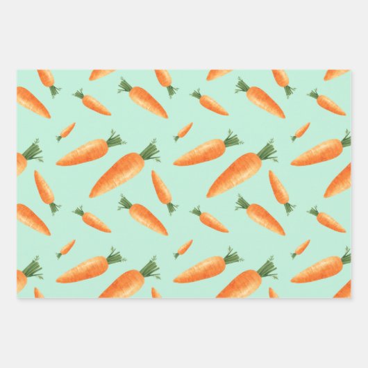 Niedlich Carrot Liebe Muster Pastell Green Geschenkpapier Set (Vorderseite 2)