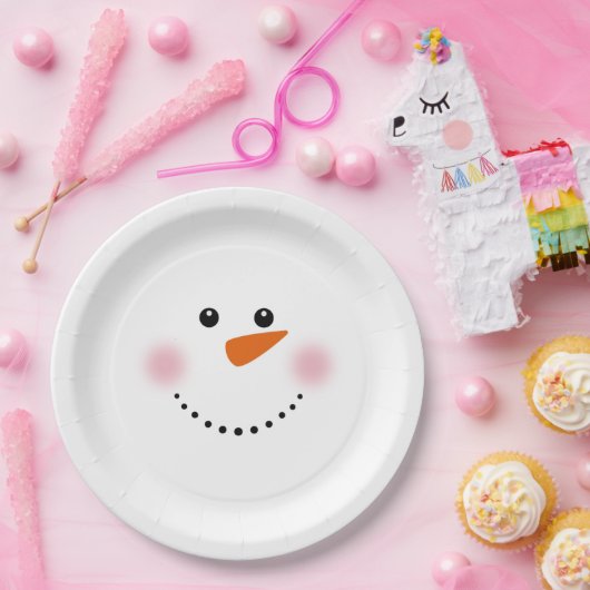 Niedlich Carrot Nose Snowman Pappteller (Party)