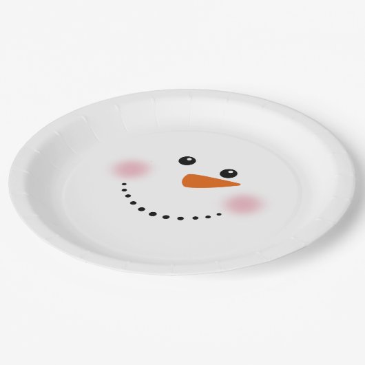 Niedlich Carrot Nose Snowman Pappteller (Schrägansicht)